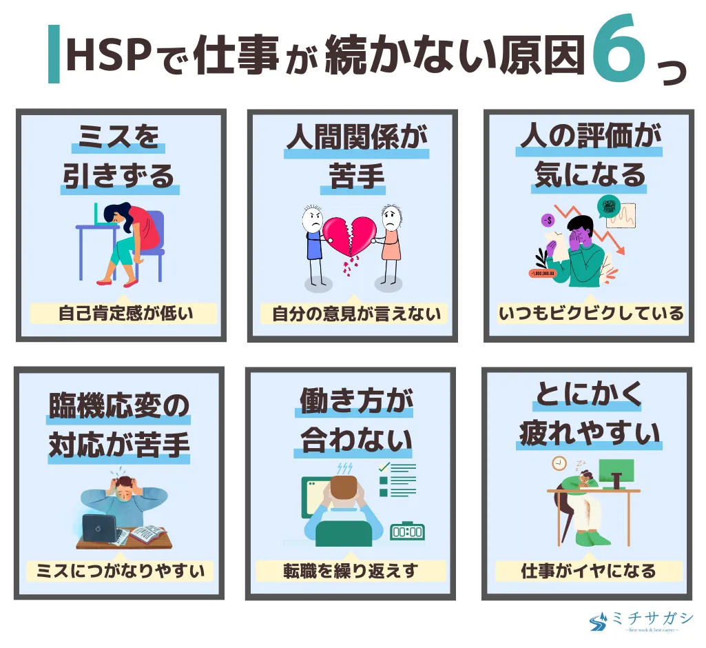 HSPで仕事が続かない6つの原因